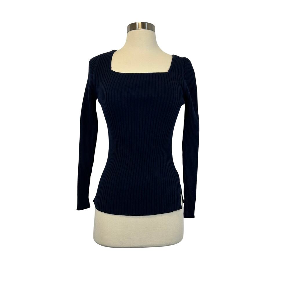 United Arrows Tokyo Navy‎ Blue Knit Sweater Top Size S Minimalist Japanese Chic - Picture 7 of 7